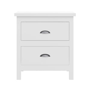 Homeroots 20" White Two Drawer Nightstand With Solid Wood Top   518913