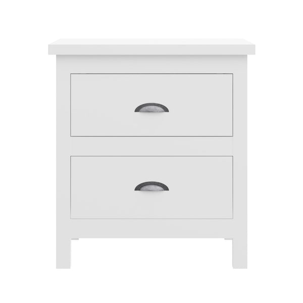 Homeroots 20" White Two Drawer Nightstand With Solid Wood Top   518913