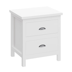 Homeroots 20" White Two Drawer Nightstand With Solid Wood Top   518913