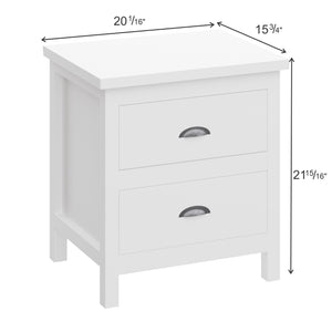 Homeroots 20" White Two Drawer Nightstand With Solid Wood Top   518913