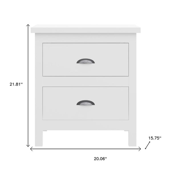 HomeRoots 22" Solid Wood Two-Drawer Nightstand - Stylish Storage Solution for Bedroom, Living Room & Office 518913
