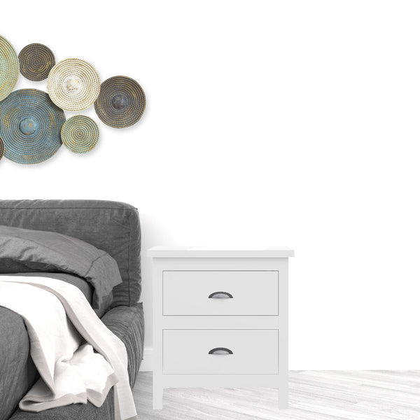 Homeroots 20" White Two Drawer Nightstand With Solid Wood Top   518913