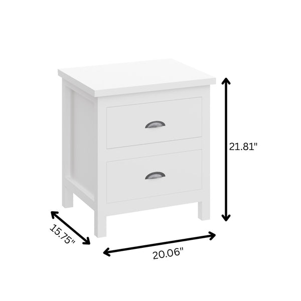HomeRoots 22" Solid Wood Two-Drawer Nightstand - Stylish Storage Solution for Bedroom, Living Room & Office 518913
