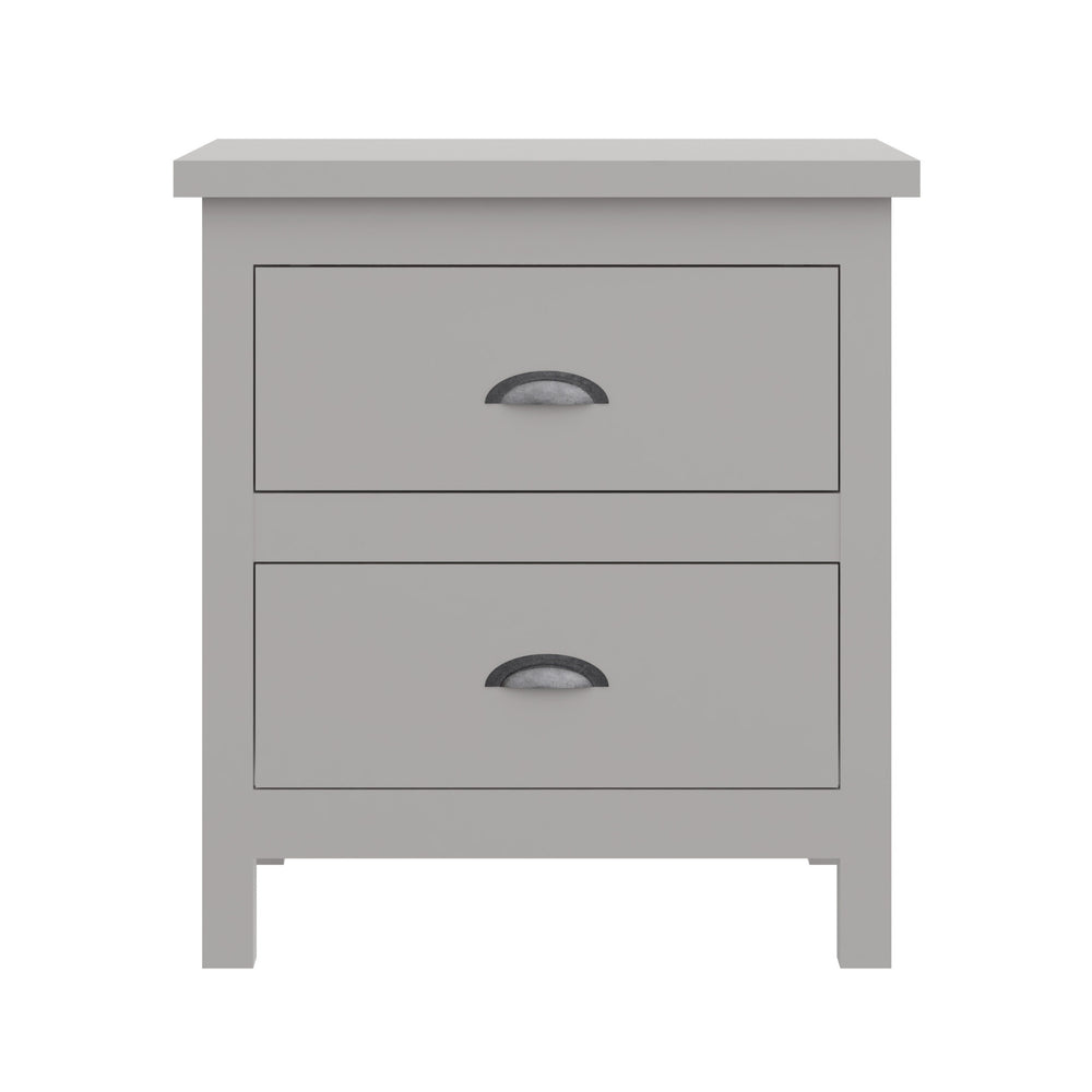 Homeroots 16" Gray Two Drawer Solid Wood Nightstand Grey  518914