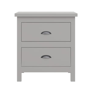 Homeroots 16" Gray Two Drawer Solid Wood Nightstand Grey  518914