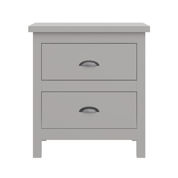 Homeroots 16" Gray Two Drawer Solid Wood Nightstand Grey  518914