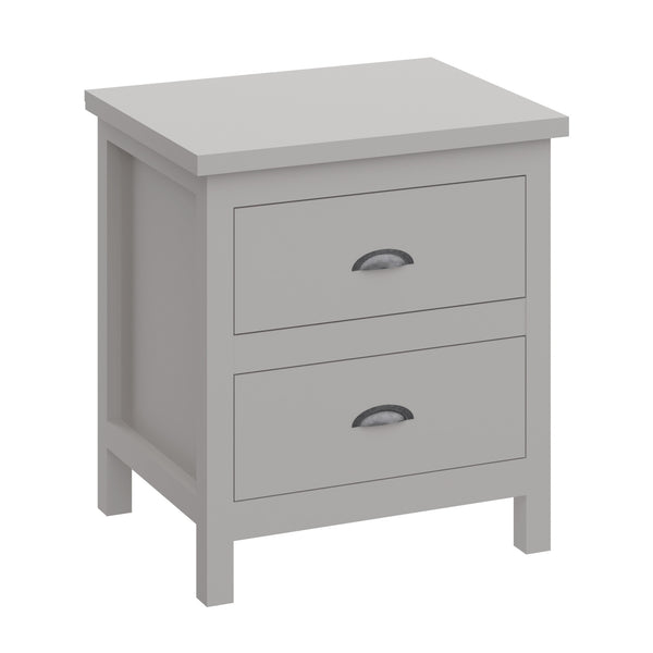 Homeroots 16" Gray Two Drawer Solid Wood Nightstand Grey  518914