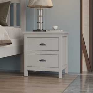 Homeroots 16" Gray Two Drawer Solid Wood Nightstand Grey  518914