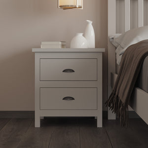 Homeroots 16" Gray Two Drawer Solid Wood Nightstand Grey  518914