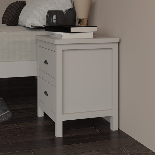 Homeroots 16" Gray Two Drawer Solid Wood Nightstand Grey  518914