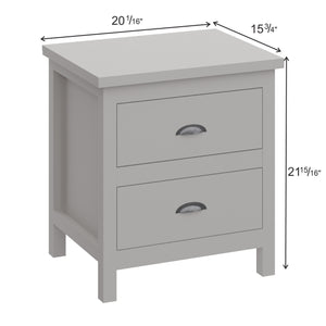 Homeroots 16" Gray Two Drawer Solid Wood Nightstand Grey  518914