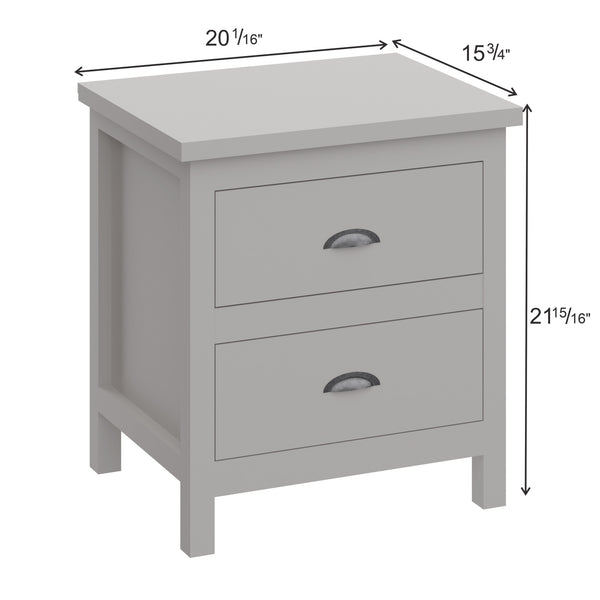 Homeroots 16" Gray Two Drawer Solid Wood Nightstand Grey  518914