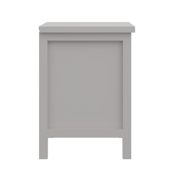 Homeroots 16" Gray Two Drawer Solid Wood Nightstand Grey  518914