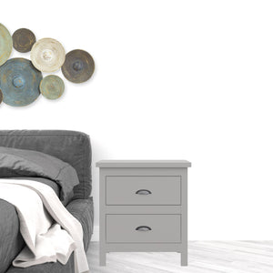 Homeroots 16" Gray Two Drawer Solid Wood Nightstand Grey  518914