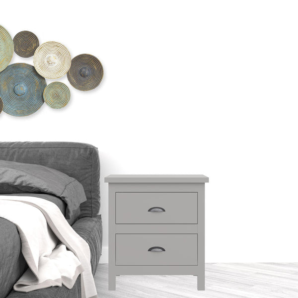 Homeroots 16" Gray Two Drawer Solid Wood Nightstand Grey  518914