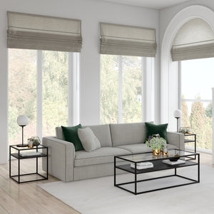 Homeroots 46" Black Glass And Steel Coffee Table With Shelf   518961