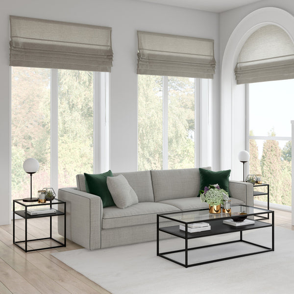 Homeroots 46" Black Glass And Steel Coffee Table With Shelf   518961