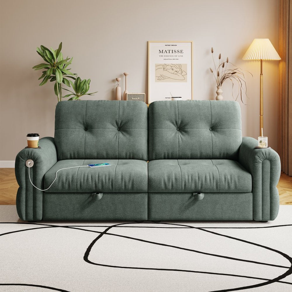 English Elm It Chenille Convertible Sleeper Loveseat with Steel Frame for Guest Rooms W3820S00020