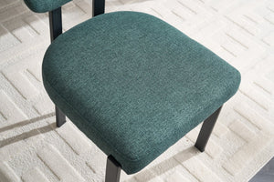 English Elm Modern Boucle Tufted Dining Chairs Set of 2 Mid-century Matte Leg Kitchen Seating Antique Green,Black W3244P296988