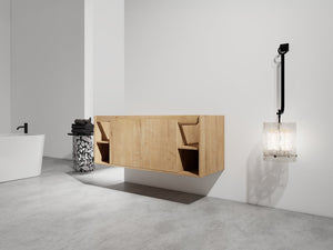 English Elm 48" Wall Mounted Bathroom Vanity With Soft Closing Doors, Open Storage, Stylish & Durable Design W999125012