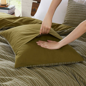 English Elm 3PCS King Comforter Set – Plush Washed Microfiber Comforter & Shams, Hypoallergenic 100% Poly Fill Luxury Green 11.5 L x 9.5 W x 9 H B035P341119