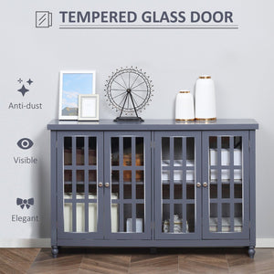 English Elm Homcom Modern Buffet Cabinet With Tempered Glass Doors, Adjustable Shelf & Stylish Gray Finish W2225P217376