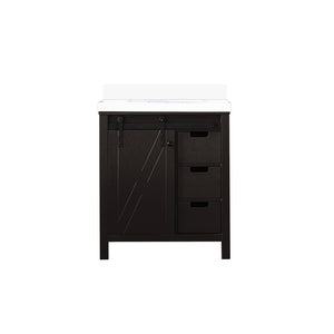 English Elm Brown 30 in. Bathroom Vanity with White Quartz Top, Solid Wood Frame, Soft-Close Drawers, Storage-Friendly Design B2731P260007
