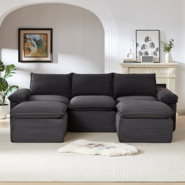 English Elm Modern Corduroy Cloud Sofa - Versatile Modular Design For Ultimate Comfort In Home Or Office Spaces W3396S00033