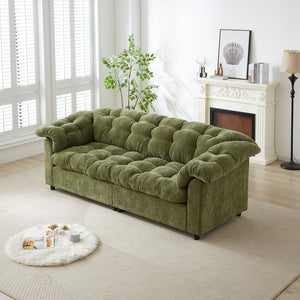English Elm 99.2" Chenille Modern Deep Seat Sofa with Cloud-Like Cushioning, Zippered Arm Pads & Solid Wood Frame Green W1193S00149