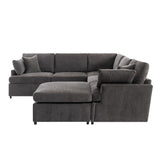 English Elm [ Video Provided] Modern Large U-Shape Sectional Sofa, With Removable Ottomans For Living Room (6-Seater)