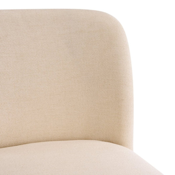 English Elm Lois Rubberwood Counter Stools Set of 2 Beige Upholstered Seats Walnut Frame N775P369557W
