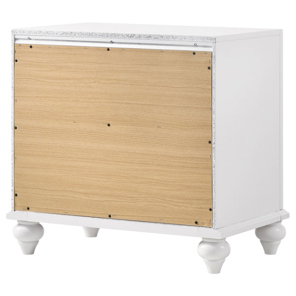 English Elm Barzini White 2-Drawer Nightstand with Faceted Crystal Hardware, Sleek Rectangular Modern Accent Piece B062P344905