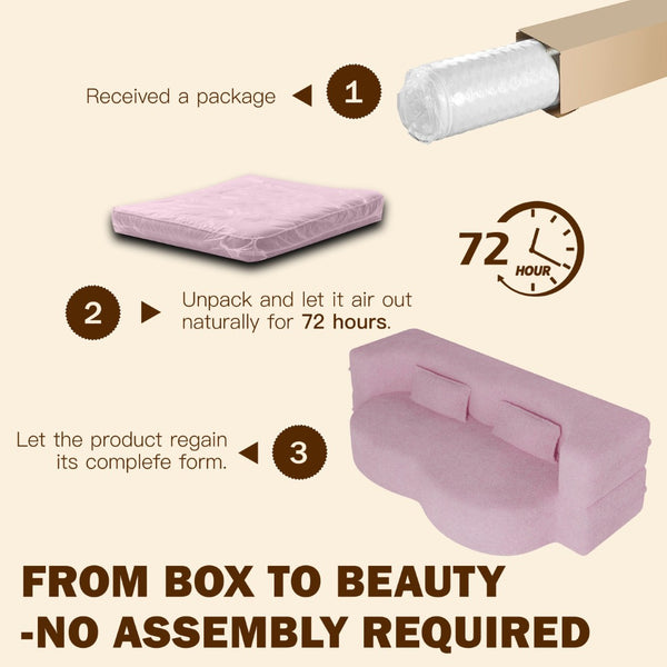 English Elm Modern Corduroy Floor Sofa Foldable Twin Sleeper Foam Filled for Compact Living Spaces Pink W1885P435358