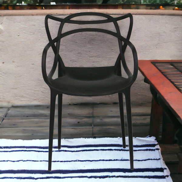 Homeroots 22" Black Heavy Duty Plastic Indoor Outdoor Dining Chair  Polypropylene 519040