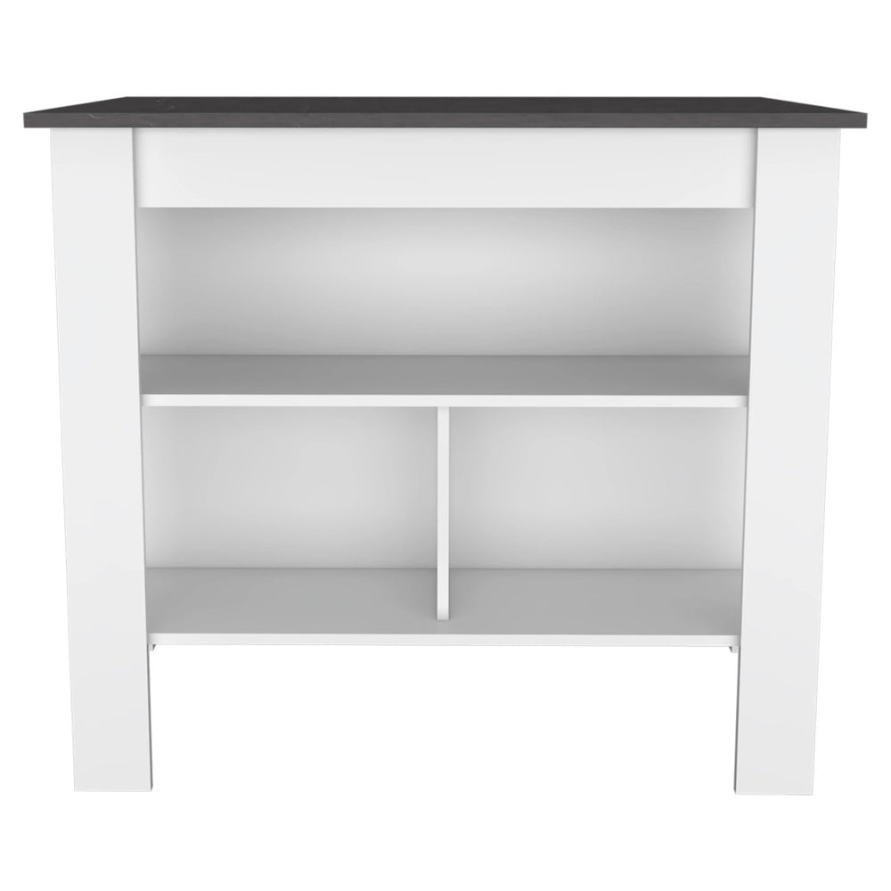 HomeRoots 41" Stylish Dark Brown and White Kitchen Island Set with Storage for Meal Prep and Dining Delight 519044