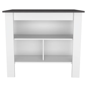 HomeRoots 41" Stylish Dark Brown and White Kitchen Island Set with Storage for Meal Prep and Dining Delight 519044