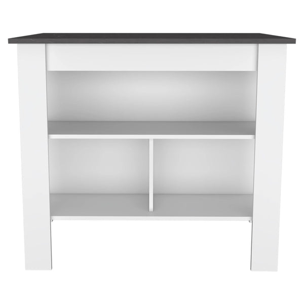 HomeRoots 41" Stylish Dark Brown and White Kitchen Island Set with Storage for Meal Prep and Dining Delight 519044