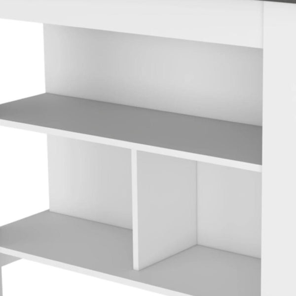 HomeRoots 41" Stylish Gray and White Wood Kitchen Island Set with Smart Storage for Modern Spaces 519045