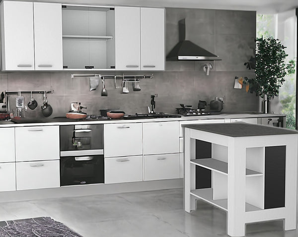 Homeroots White And Dark Brown 41" Kitchen Island Set With Storage  Mdf 519045