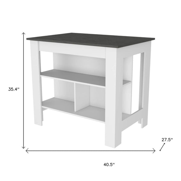 HomeRoots 41" Stylish Gray and White Wood Kitchen Island Set with Smart Storage for Modern Spaces 519045