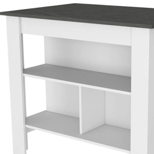 HomeRoots 41" Stylish Gray and White Wood Kitchen Island Set with Smart Storage for Modern Spaces 519045
