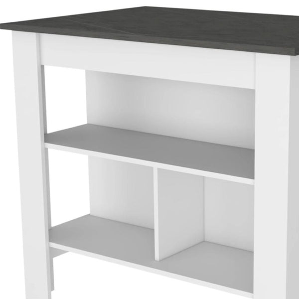 HomeRoots 41" Stylish Gray and White Wood Kitchen Island Set with Smart Storage for Modern Spaces 519045