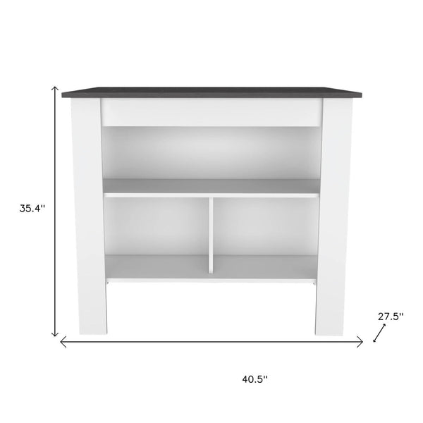 HomeRoots 41" Dark Brown and White Kitchen Island Set – Versatile, Stylish Storage & Seating for Modern Homes 519046