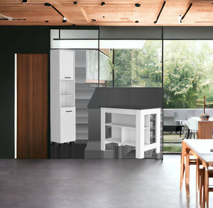 Homeroots White And Dark Brown 41" Kitchen Island Set With Storage  Mdf 519046