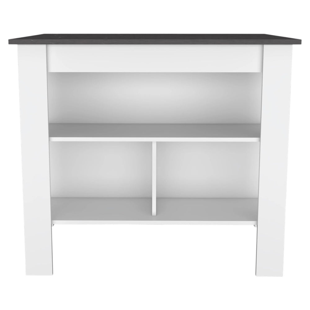 HomeRoots 41" Dark Brown and White Kitchen Island Set – Versatile, Stylish Storage & Seating for Modern Homes 519046