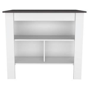 HomeRoots 41" Dark Brown and White Kitchen Island Set – Versatile, Stylish Storage & Seating for Modern Homes 519046