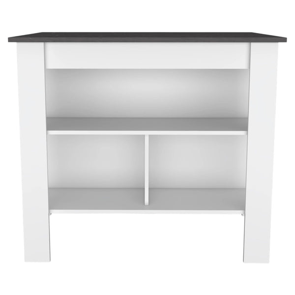HomeRoots 41" Dark Brown and White Kitchen Island Set – Versatile, Stylish Storage & Seating for Modern Homes 519046