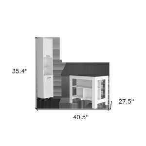 Homeroots White And Dark Brown 41" Kitchen Island Set With Storage  Mdf 519046