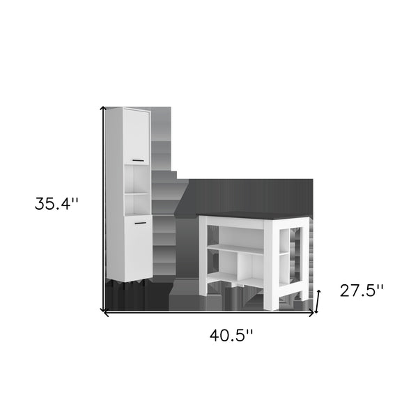 Homeroots White And Dark Brown 41" Kitchen Island Set With Storage  Mdf 519046