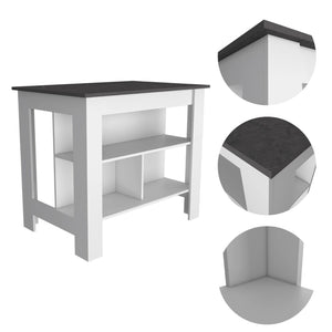 HomeRoots 41" Dark Brown and White Kitchen Island Set – Versatile, Stylish Storage & Seating for Modern Homes 519046